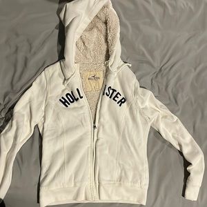 White Hollister zip up hoodie size large